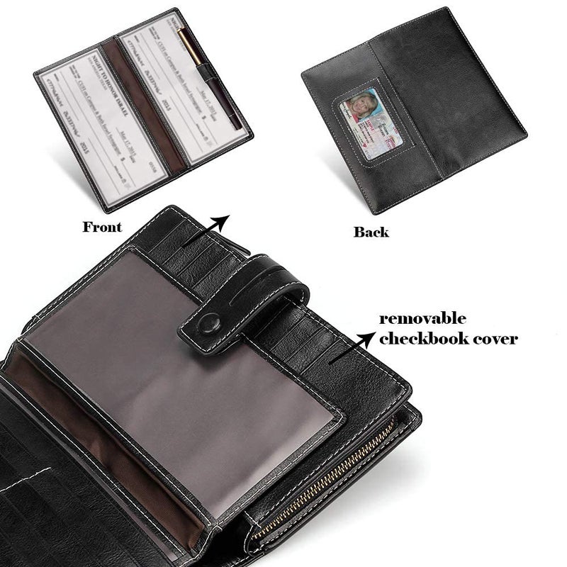 FT FUNTOR Women's Big Fat RFID Blocking Wallet Leather Zip Around Clutch Large Purse Phone Organizer Wristlet - Image 4